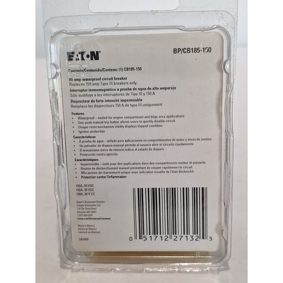 Bussmann Eaton CB185-150A High-Amp Waterproof Type III Circuit Breaker New - Picture 2 of 4